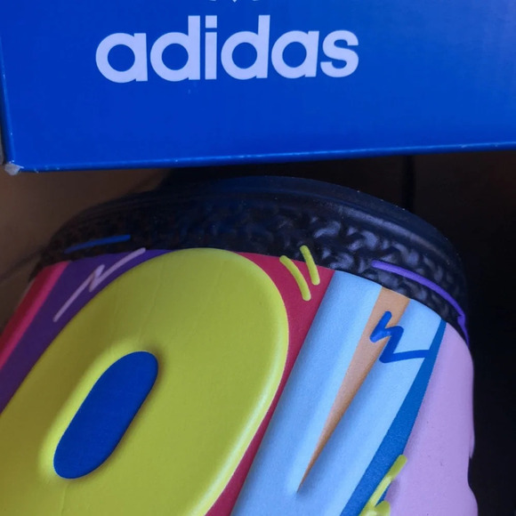 Adidas Adilette Pride “LOVE UNITES” black rainbow colors slides sandals mens 13 - Picture 2 of 9